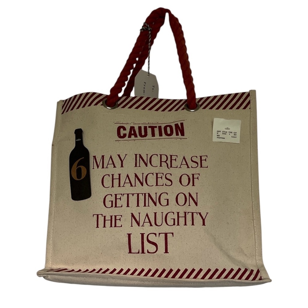 6 Bottle Red and Cream Canvas Wine Gift Tote Bag